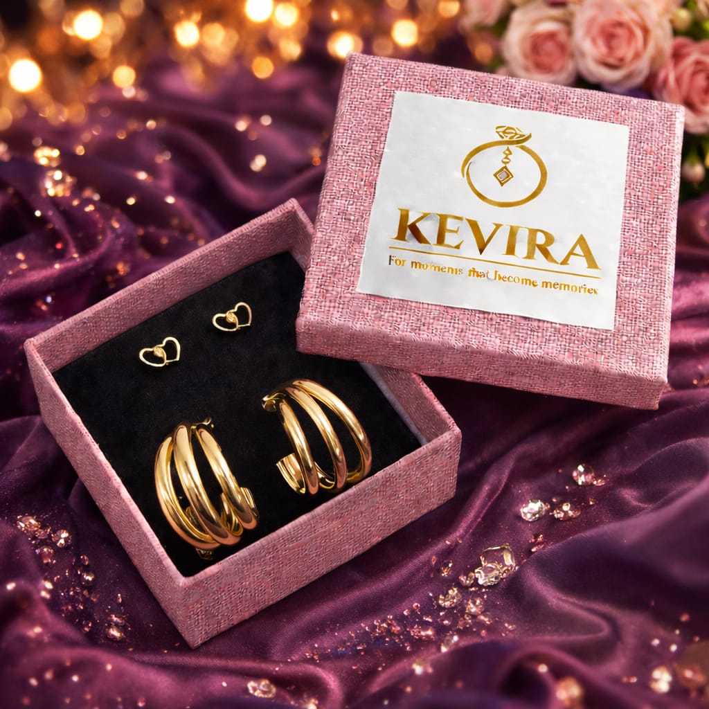 Kevira Golden Duo Earring Set