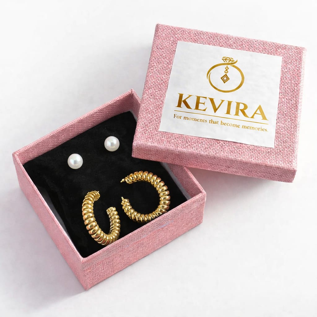 Kevira Pearl & Ribbed Hoop Duo Set