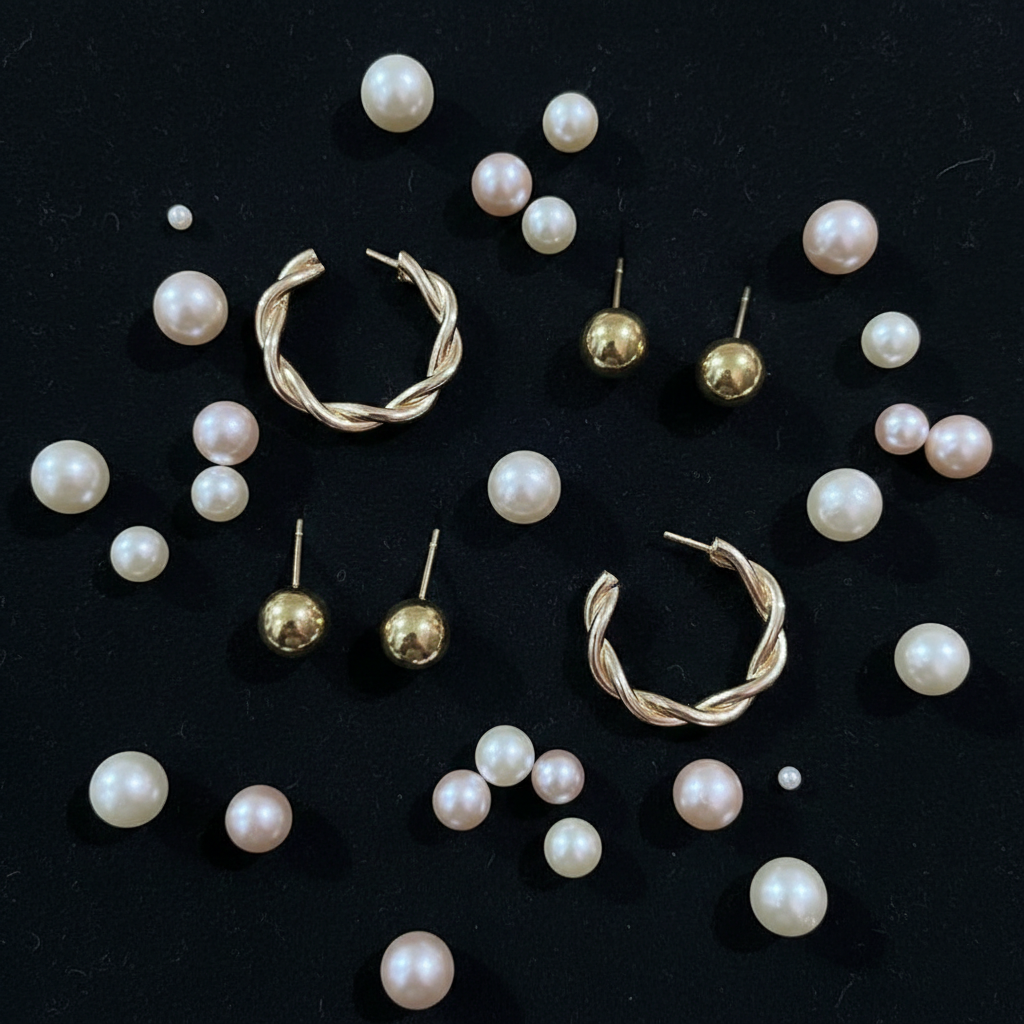 Kevira Twist & Sphere Duo Earring Set