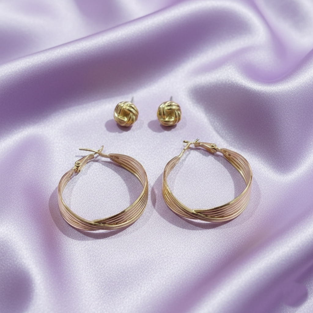 Kevira Knot & Sculpted Hoop Duo Set