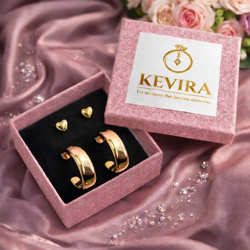 Kevira Petite Heart & Bold Hoop Duo Set