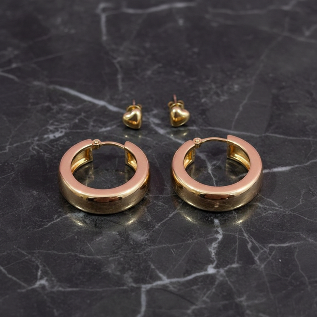 Kevira Petite Heart & Bold Hoop Duo Set