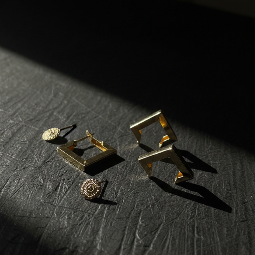 Kevira Geometric Duo Earring Set