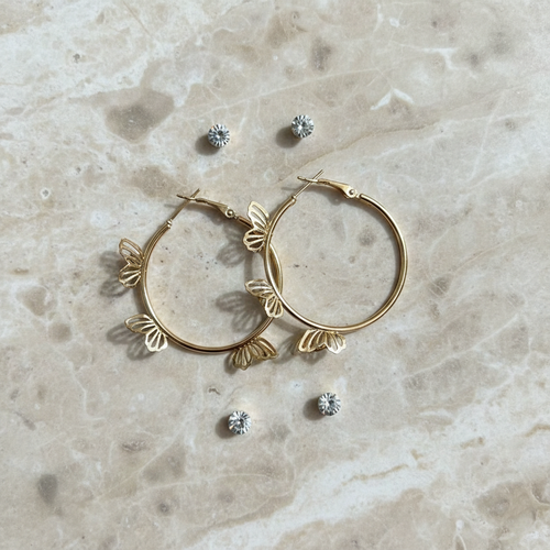 Kevira Crystal & Butterfly Hoop Duo Set