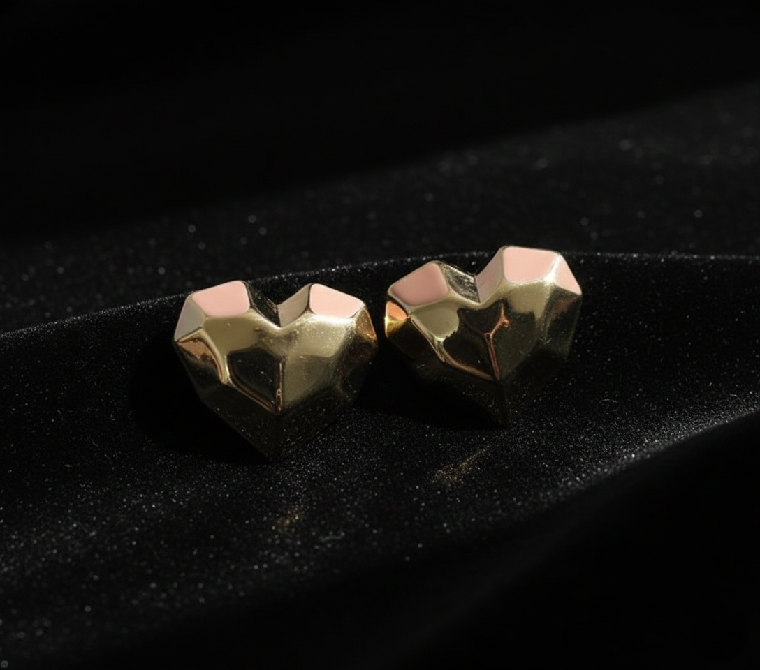 Kevira Golden Heart Statement Studs