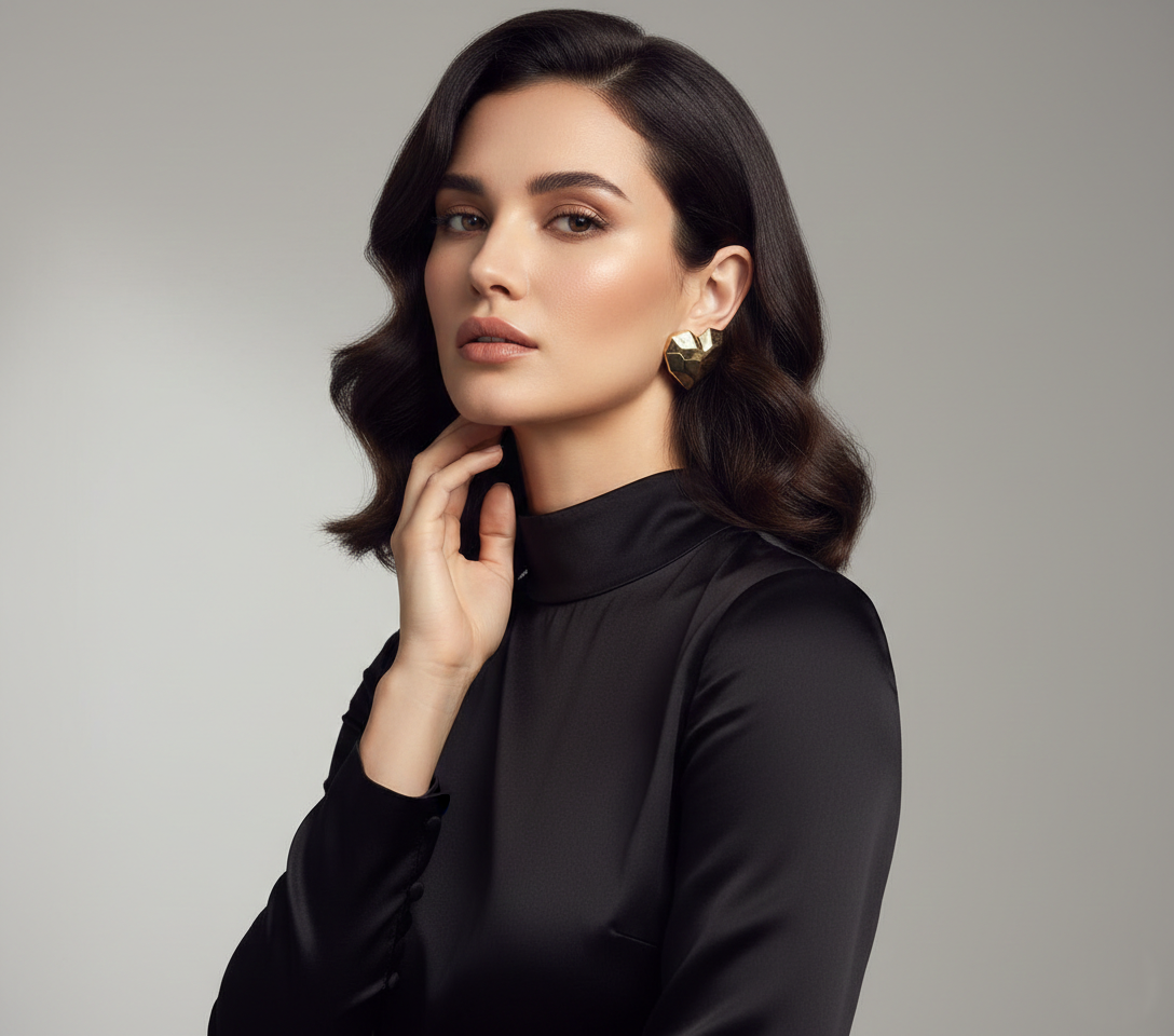 Kevira Golden Heart Statement Studs