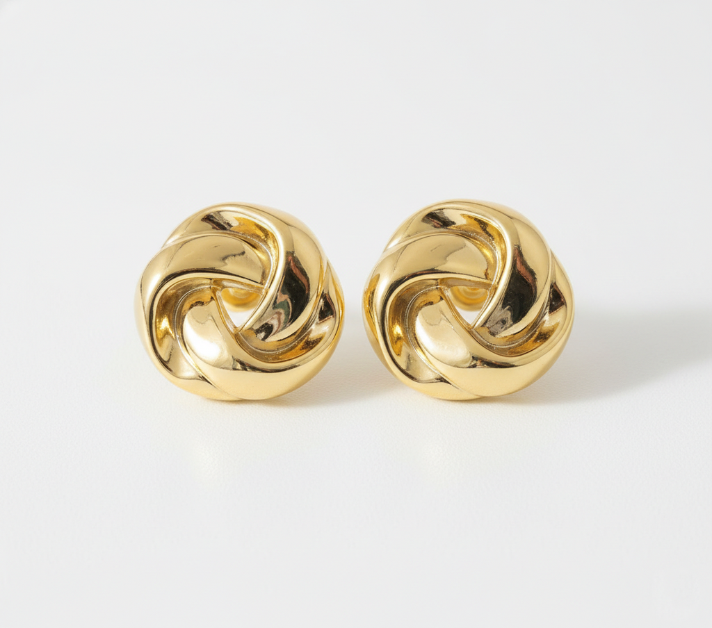Kevira Golden Knot Statement Studs