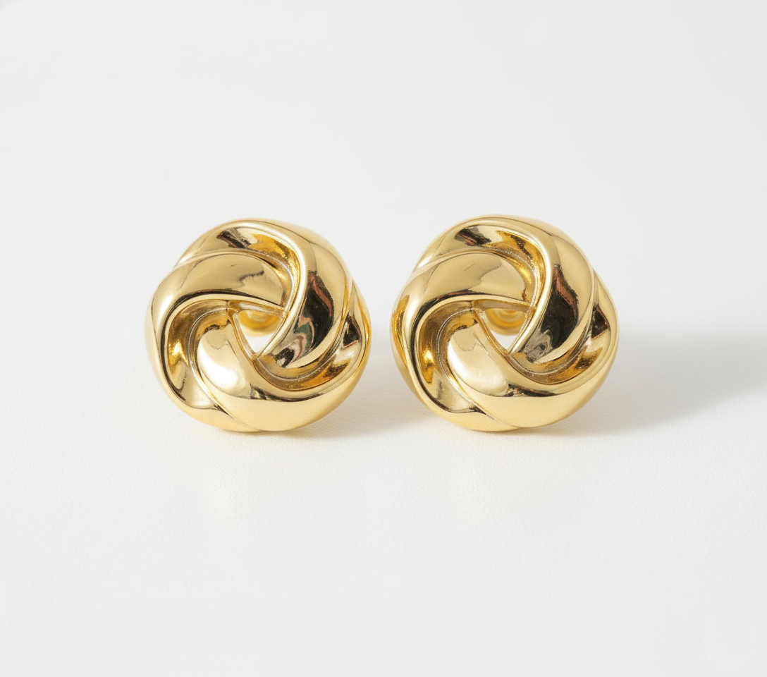 Kevira Golden Knot Statement Studs
