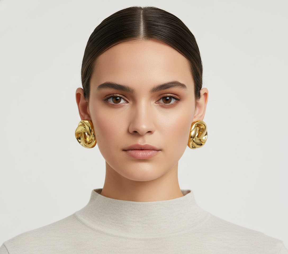 Kevira Golden Knot Statement Studs