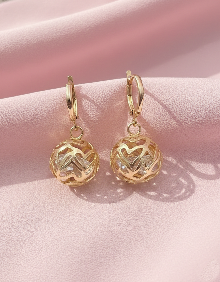 Kevira Golden Orb Drop Earrings