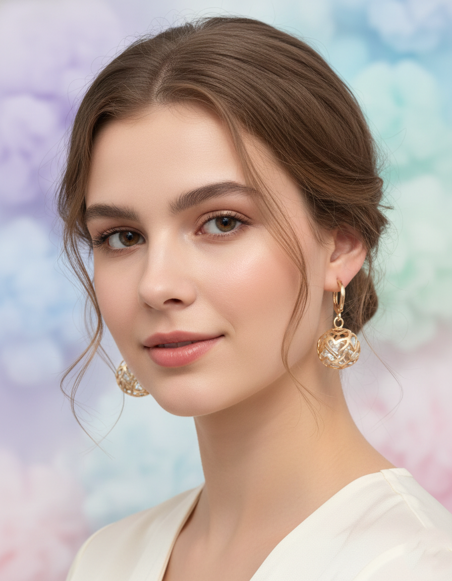 Kevira Golden Orb Drop Earrings