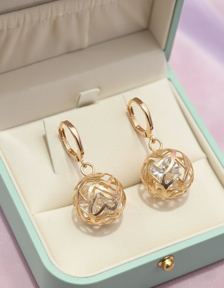 Kevira Golden Orb Drop Earrings