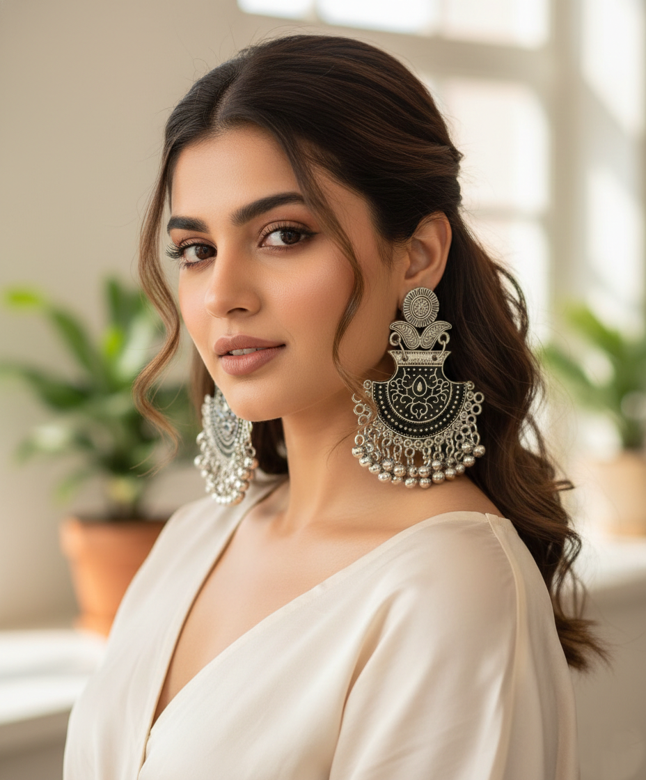 Kevira Noor Jhumka Oxidised Earrings