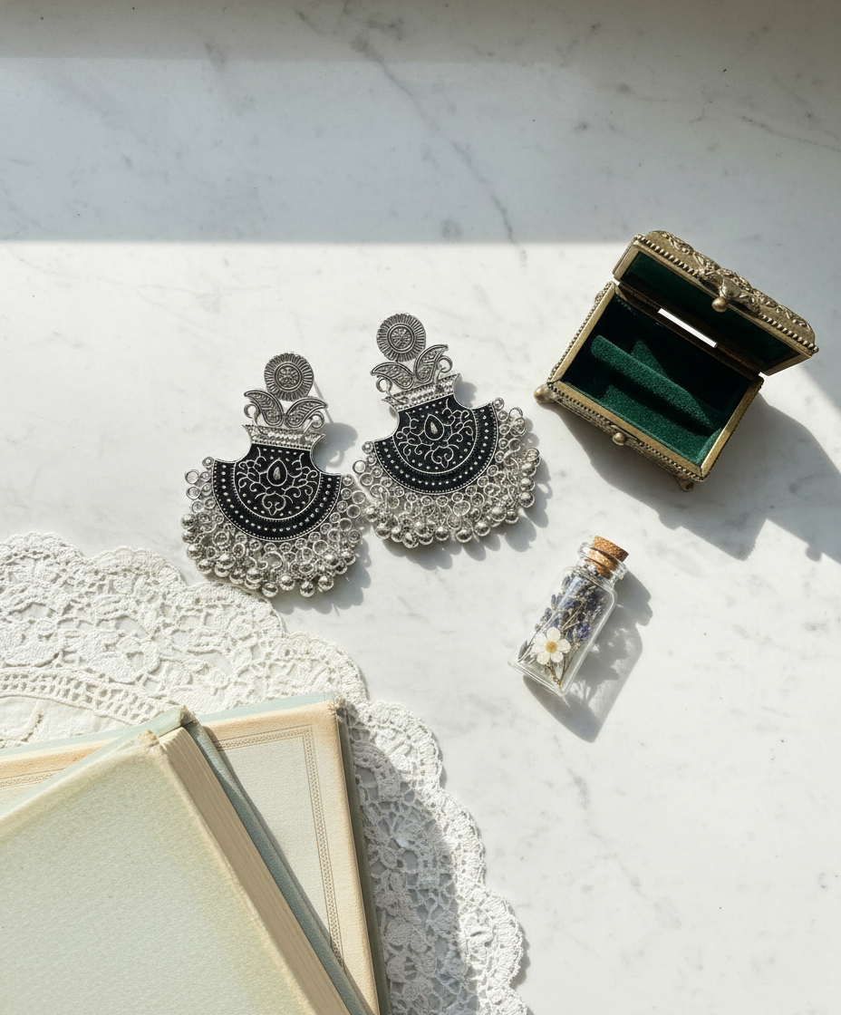 Kevira Noor Jhumka Oxidised Earrings