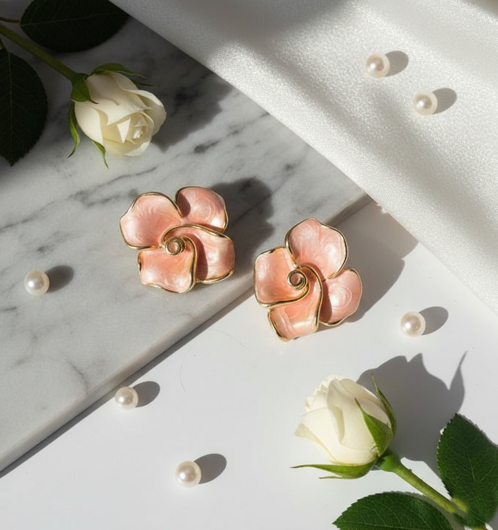 Kevira Blush Bloom Floral Earrings