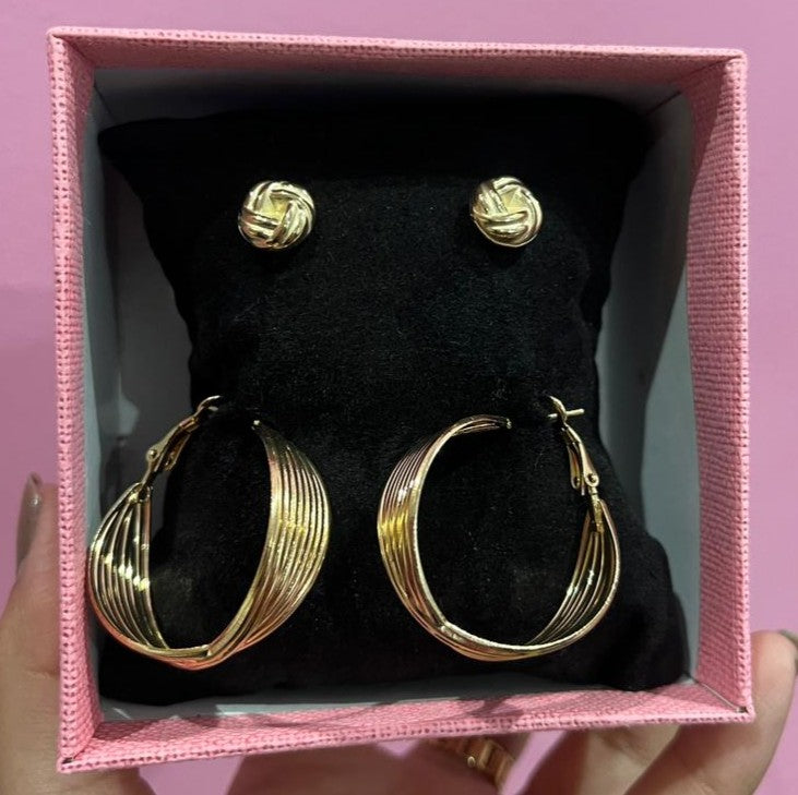 Kevira Knot & Sculpted Hoop Duo Set