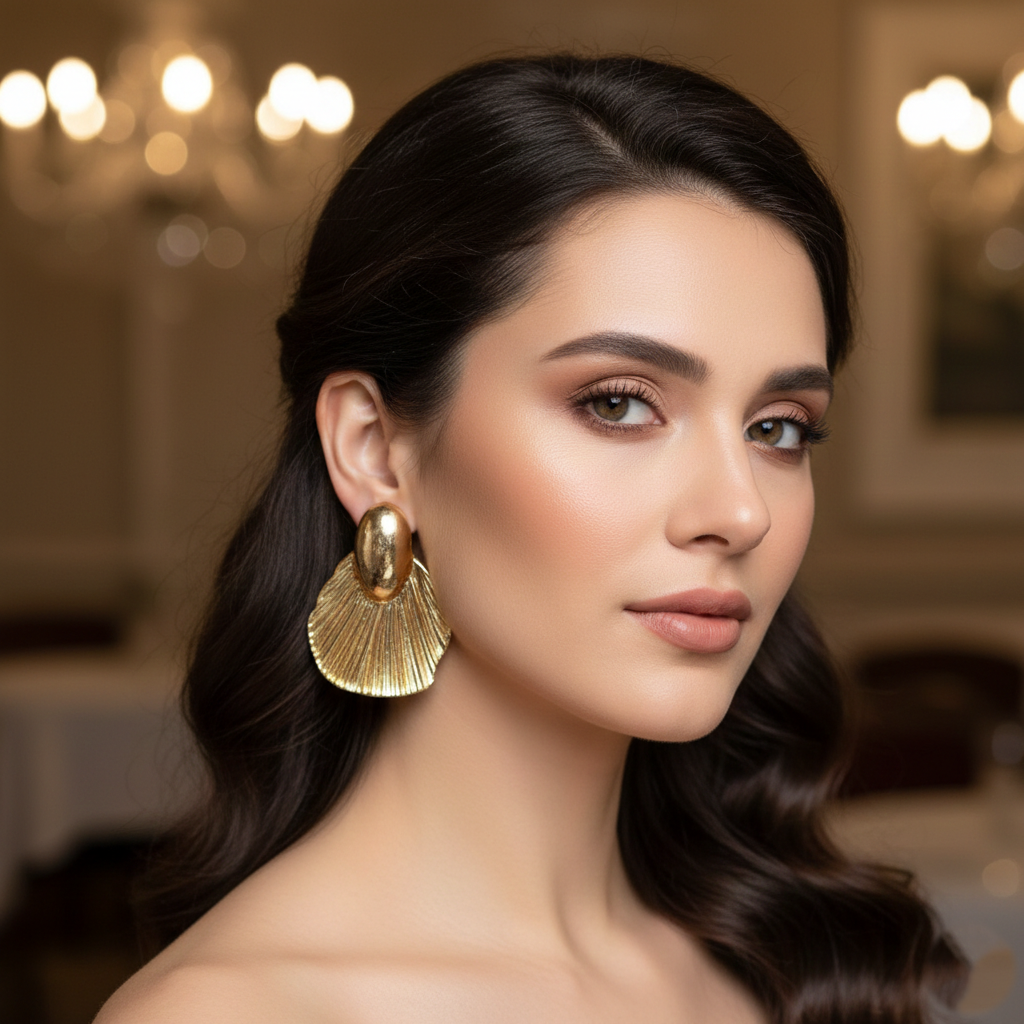 Kevira Aurora Gold Statement Earrings