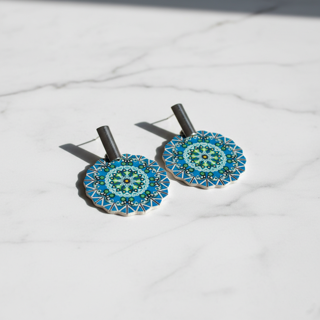 Kevira Azure Mandala Statement Earrings