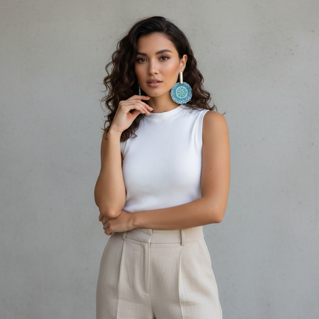 Kevira Azure Mandala Statement Earrings