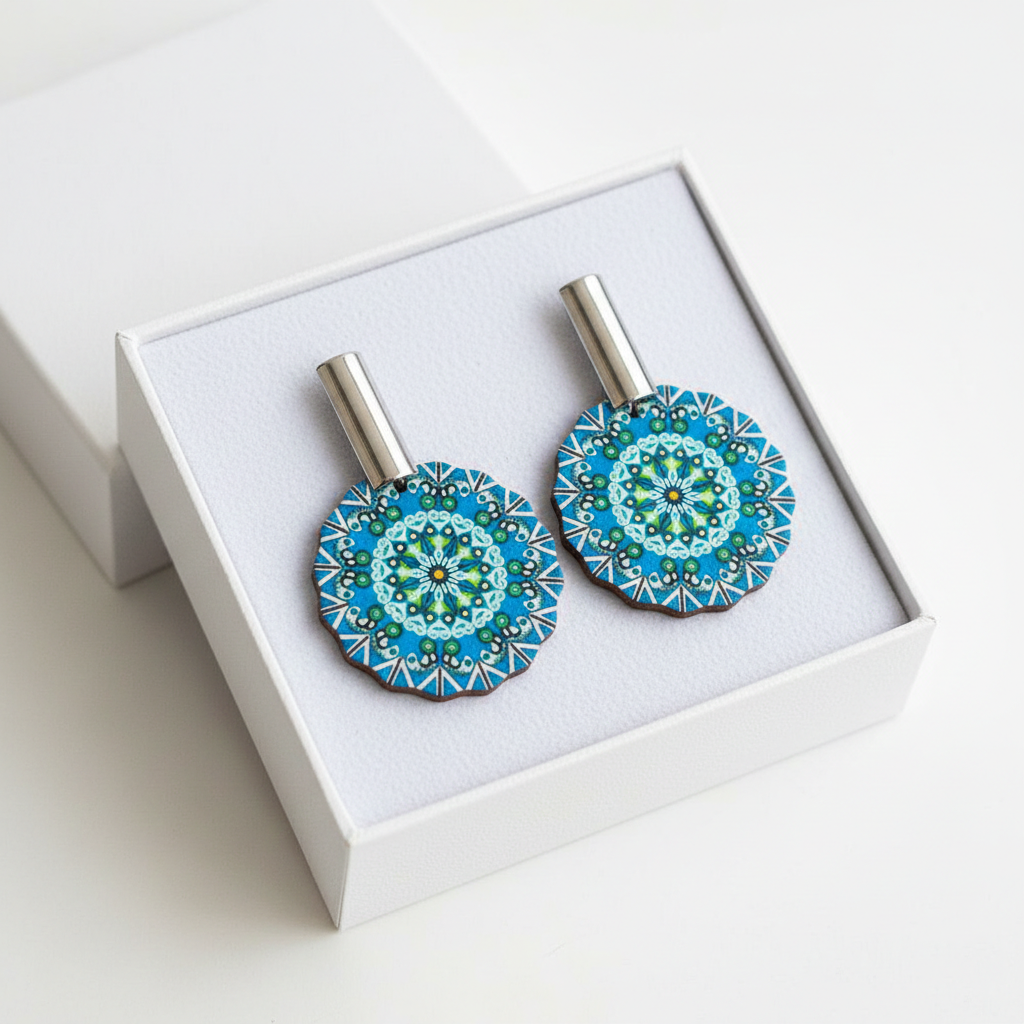 Kevira Azure Mandala Statement Earrings