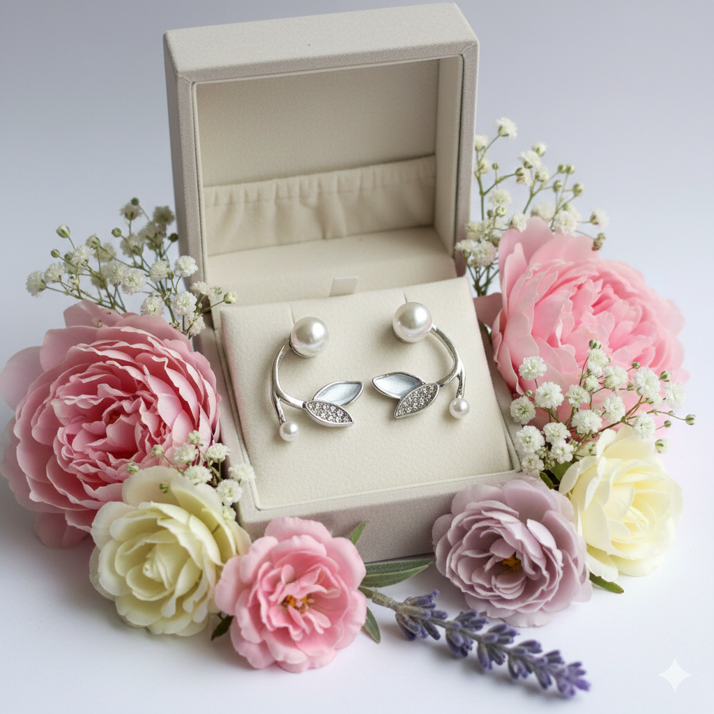 Kevira Pearl Leaf Everyday Earrings