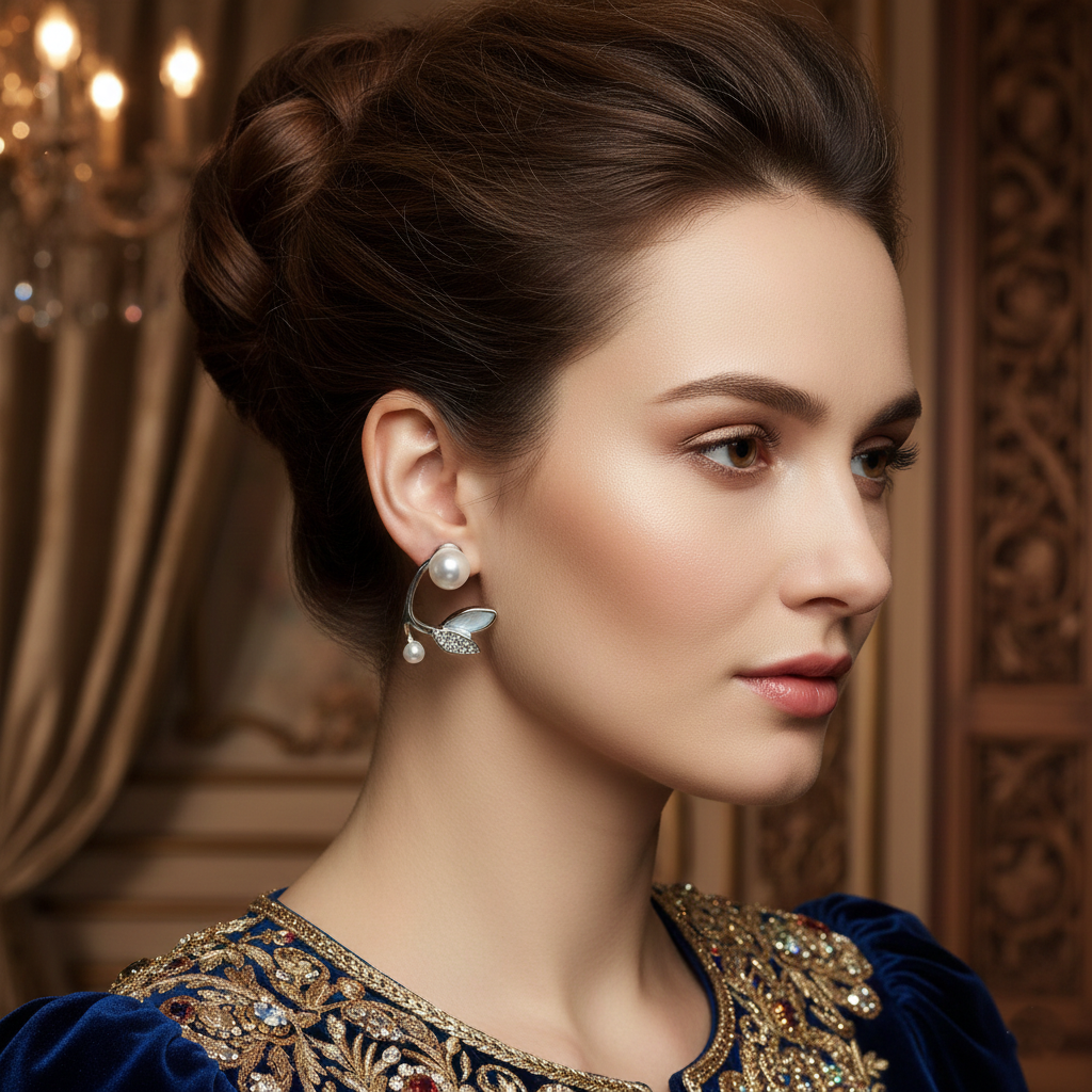 Kevira Pearl Leaf Everyday Earrings