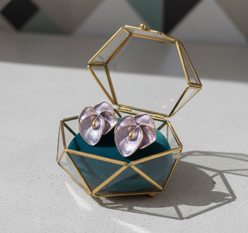 Kevira Metallic Bloom Floral Earrings