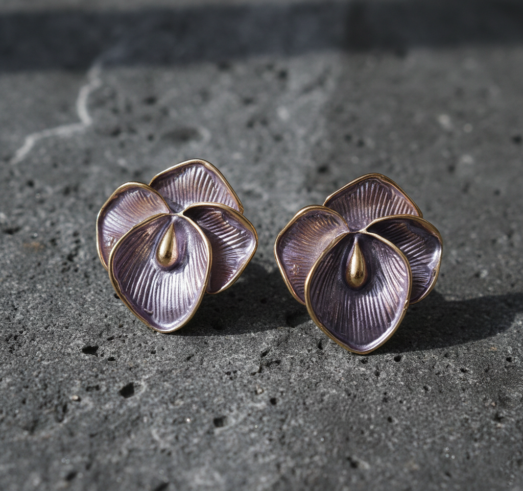 Kevira Metallic Bloom Floral Earrings