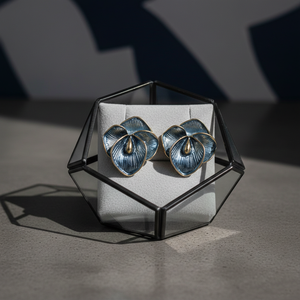 Kevira Metallic Bloom Floral Earrings