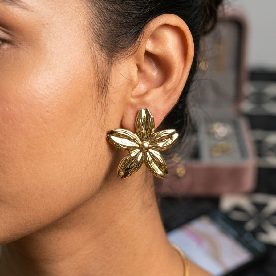 Kevira Sculpted Bloom Statement Studs
