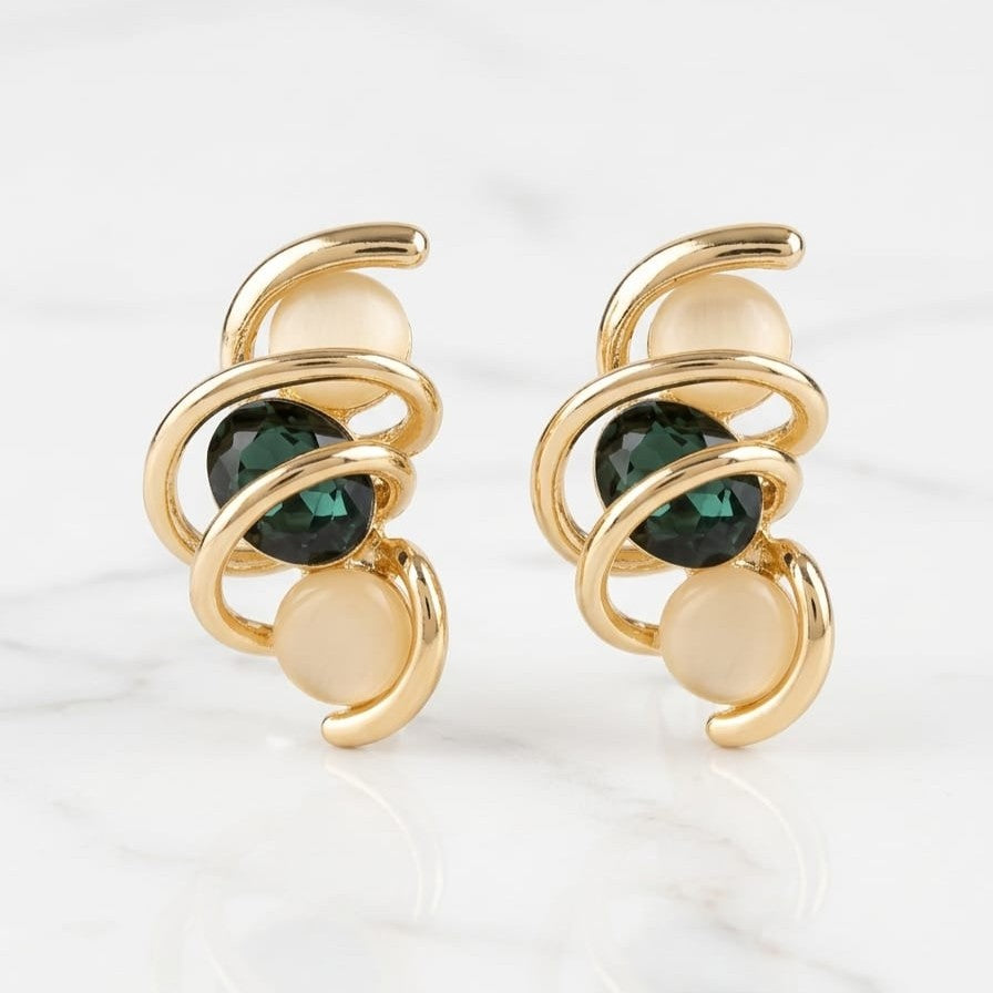 Kevira Emerald Orbit Statement Studs