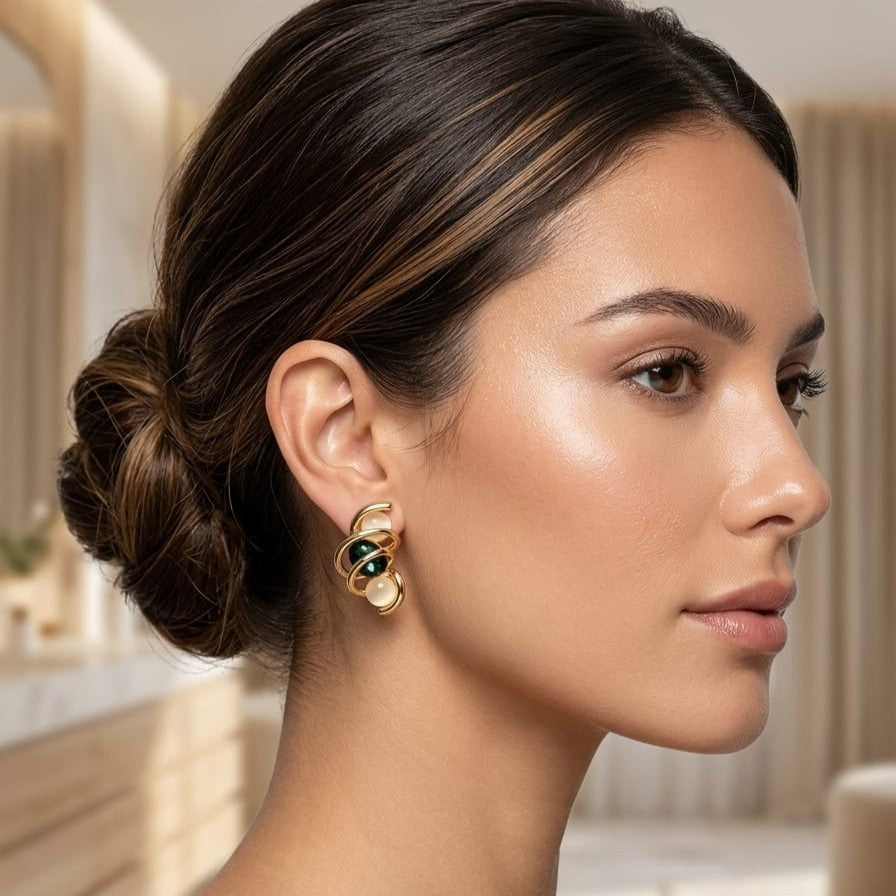 Kevira Emerald Orbit Statement Studs