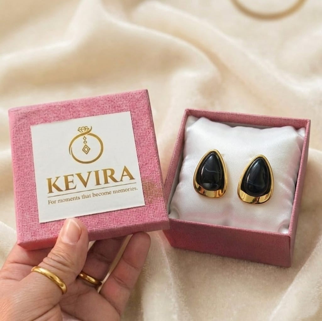 Kevira Obsidian Teardrop Statement Studs