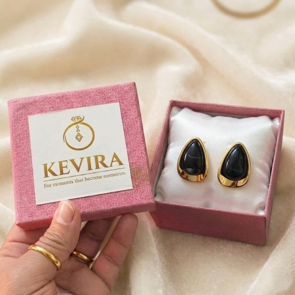 Kevira Obsidian Teardrop Statement Studs