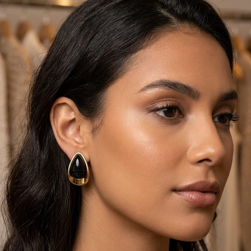Kevira Obsidian Teardrop Statement Studs