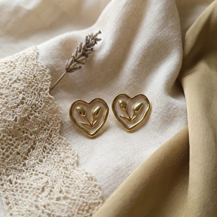 Kevira Floral Heart Stud Earrings