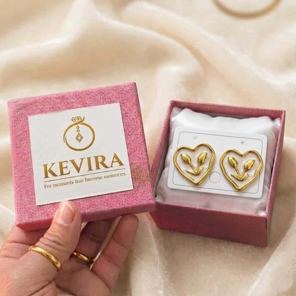 Kevira Floral Heart Stud Earrings