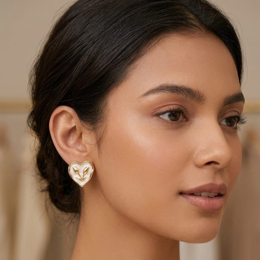 Kevira Floral Heart Stud Earrings