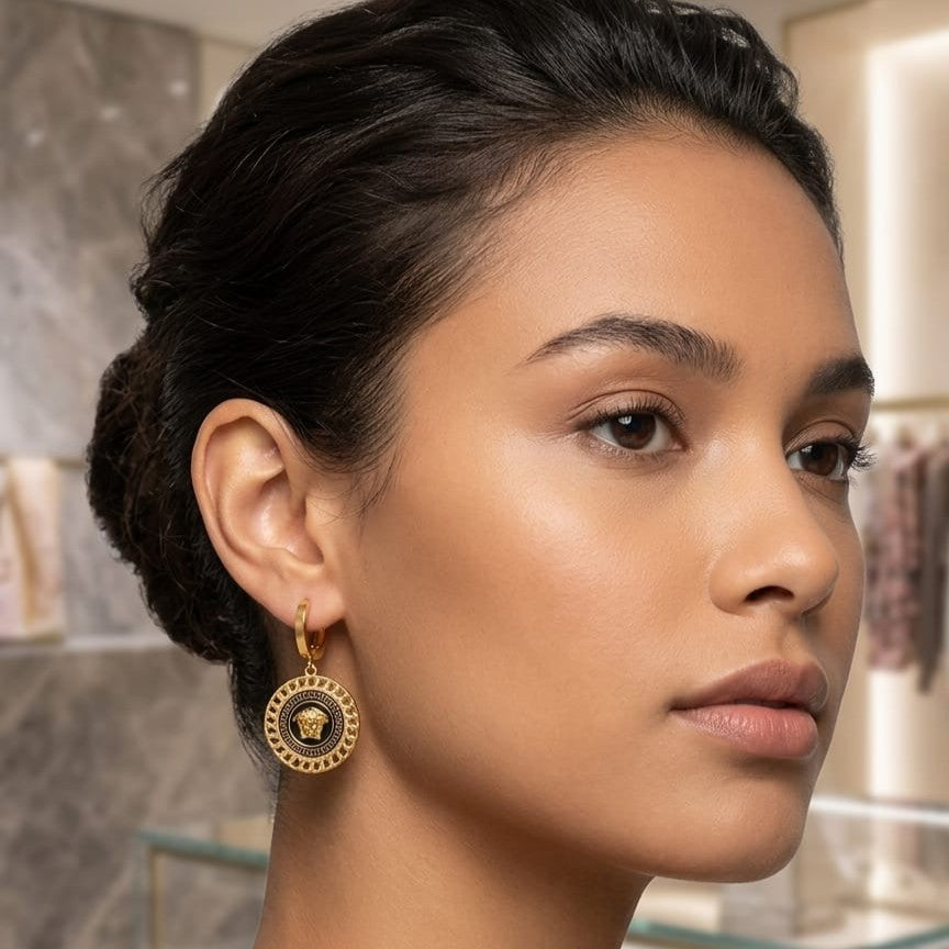 Kevira Regal Medallion Drop Earrings