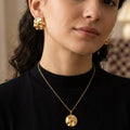 Kevira Sculpted Coin Pendant & Stud Set