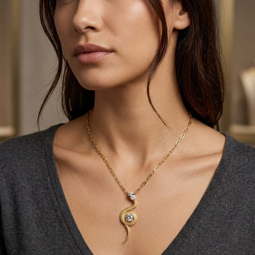 Kevira Serpent Crystal Pendant Necklace
