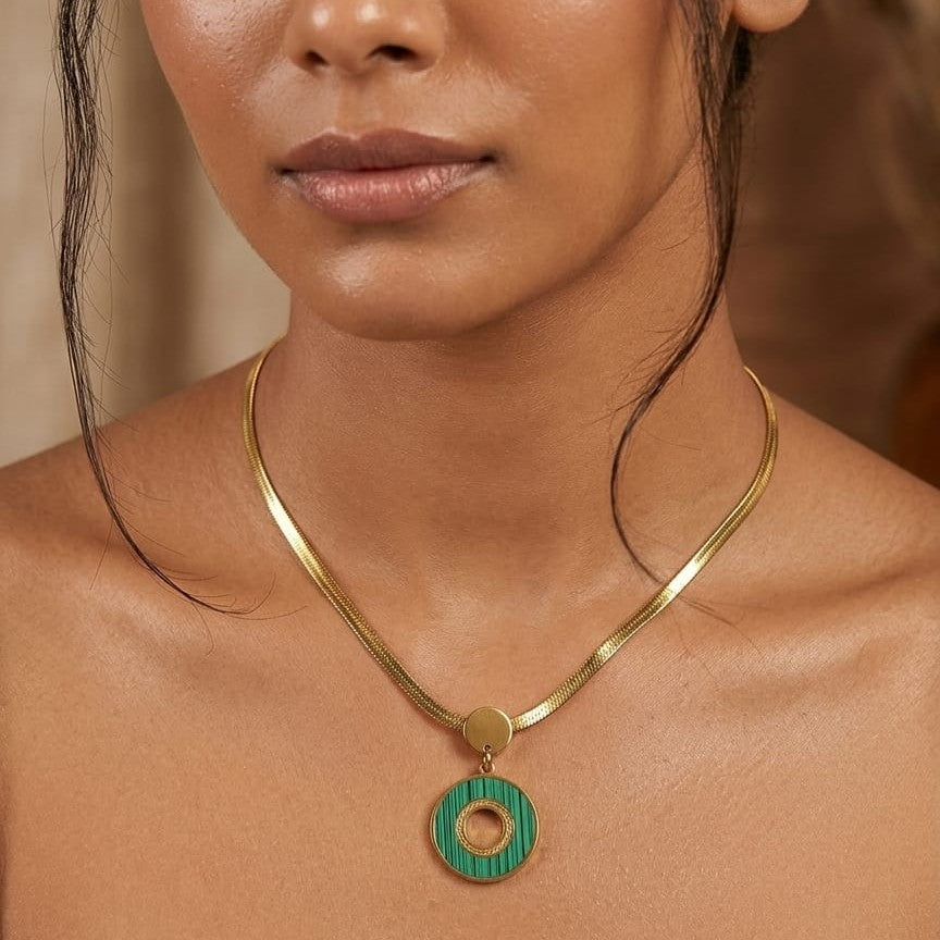 Kevira Emerald Halo Pendant Necklace