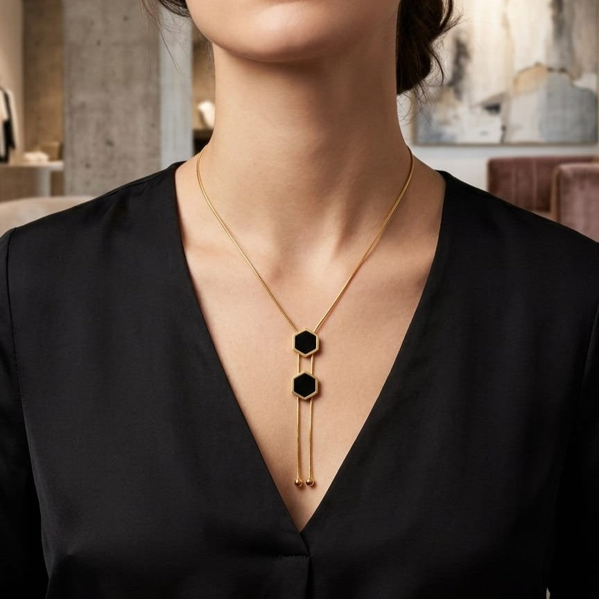 Kevira Midnight Hexa Drop Necklace